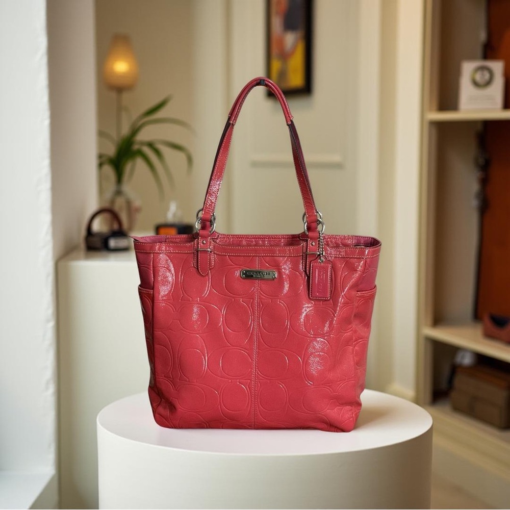 Authentic Coach Rose Patent Leather Monogram Tote Bag! EUC! - Picture 12 of 15